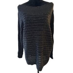 Maurices Women Dark Gray Pullover Sweater Open Knit Plus Size 1X Cotton/Acrylic